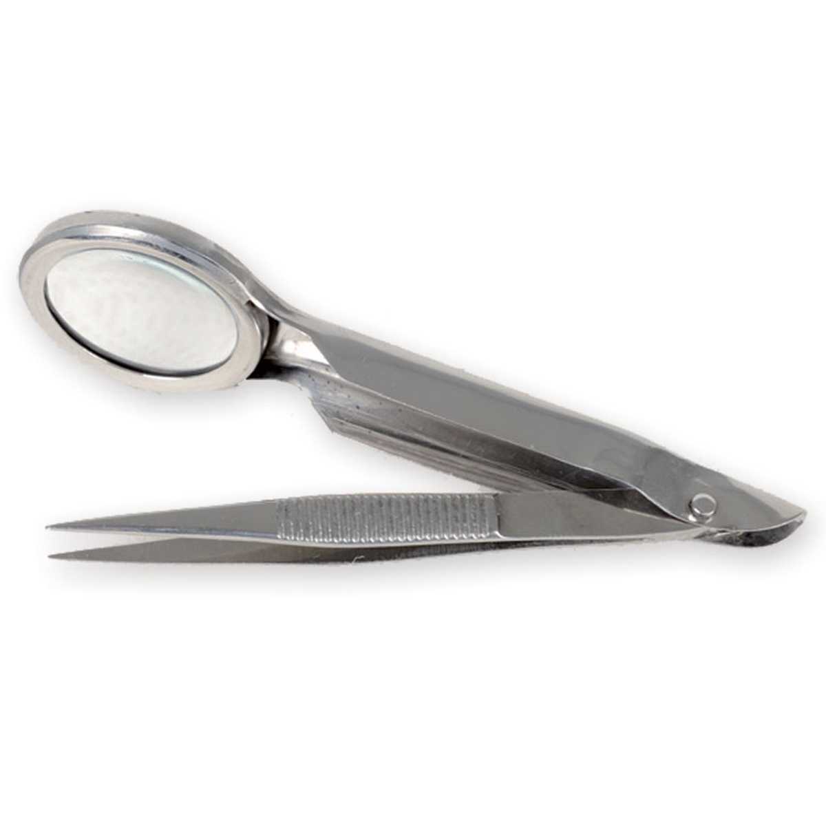 PINZETTA CON LENTE INGRANDIMENTO 2X – 8 cm