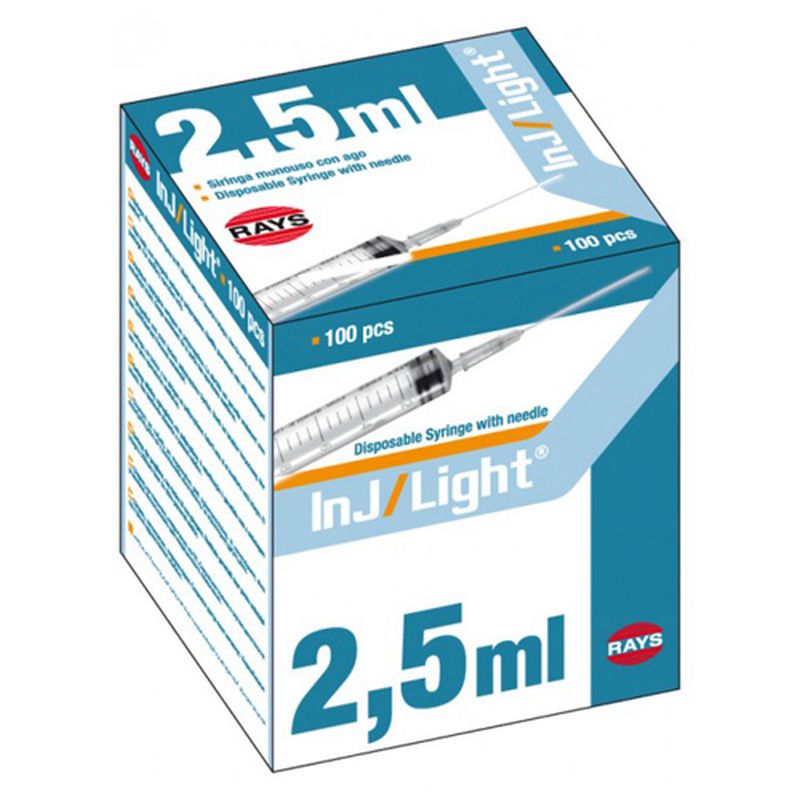 INJ/LIGHT® – SIRINGHE IPODERMICHE
3 PARTI CONO LUER CENTRALE CON AGO