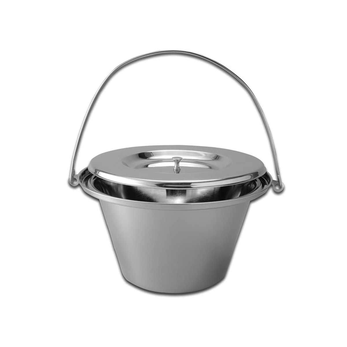 SECCHIO PER COMODE IN ACCIAIO INOX con coperchio – 5 litri