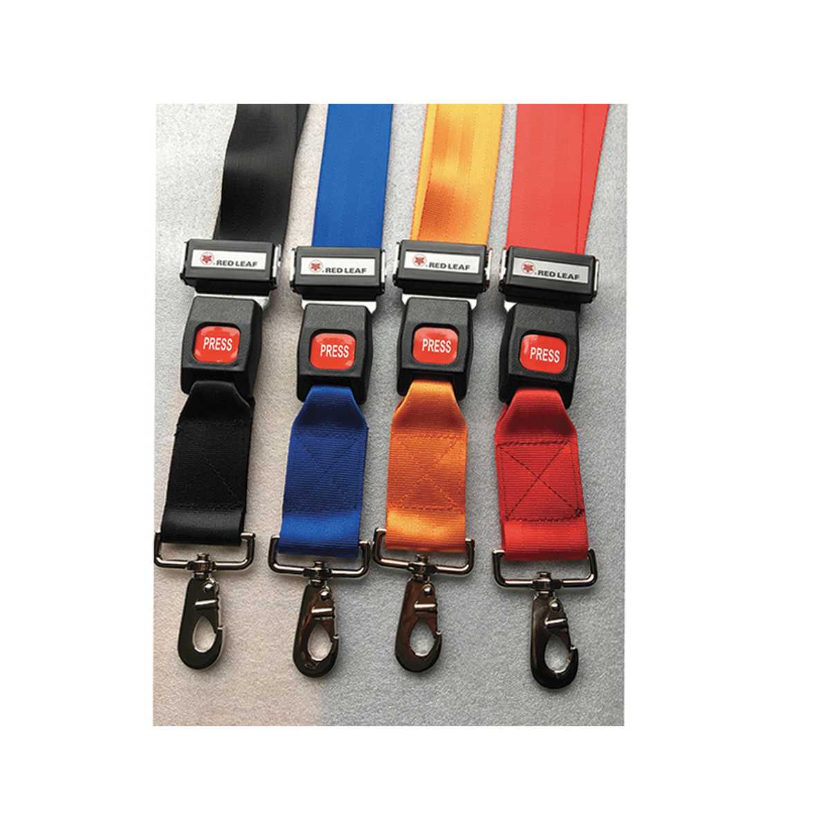 SET DI 4 CINTURE DI SICUREZZA CON GANCIO – poliestere 4 colori – estremità con gancio, fibbia in metallo