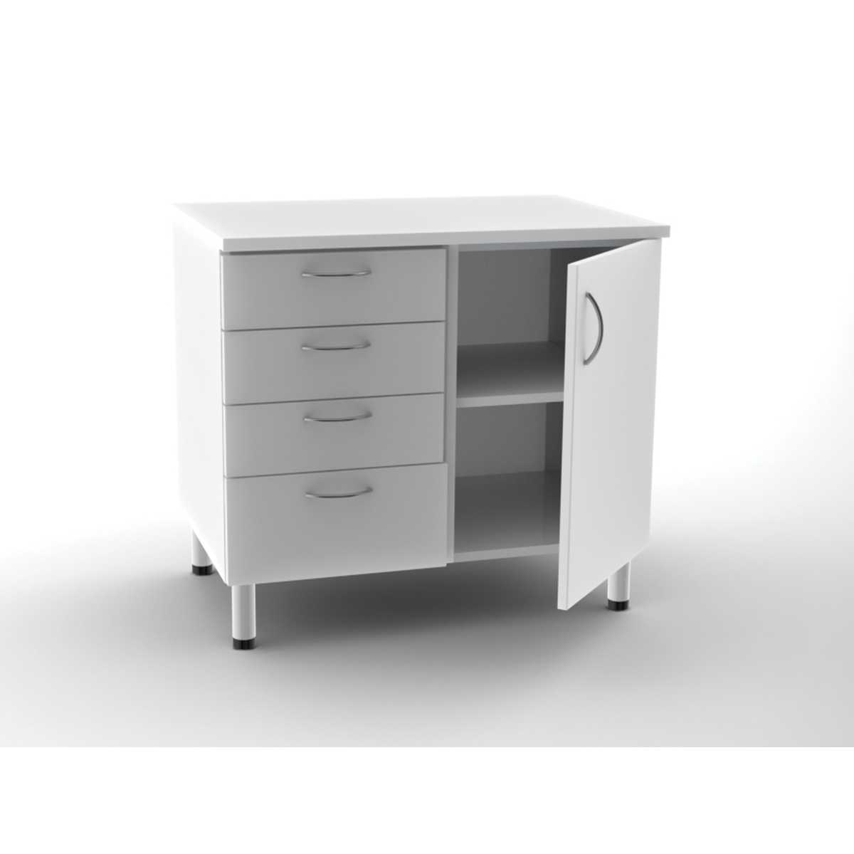 UNITÀ BASE DOPPIA 4 cassetti + 1 porta con 2 scaffali