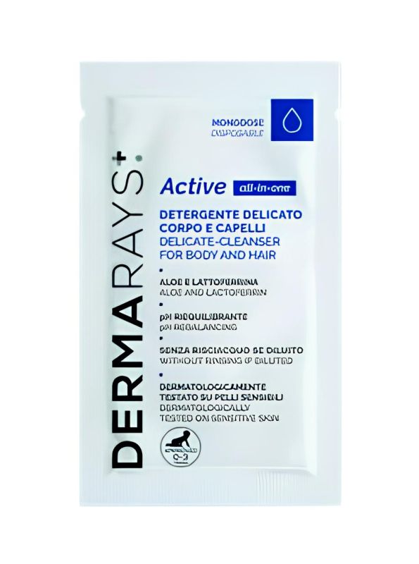 Active All-in-one – 8 ml. <br>
Detergente delicato corpo e capelli
